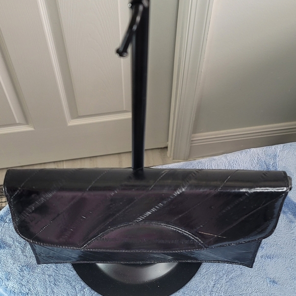 Lee Sands Vintage Eel Skin Supple Leather Shoulder Bag/Clutch Black - Picture 11 of 13